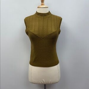 NWT Intimately Free People Mock Neck Cap Sleeve Knit Blouse Olive Medium